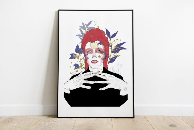 David Bowie illustration art print poster